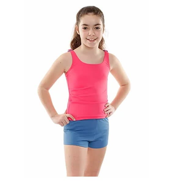 Girls Pink Tankini With Shorts Model Front