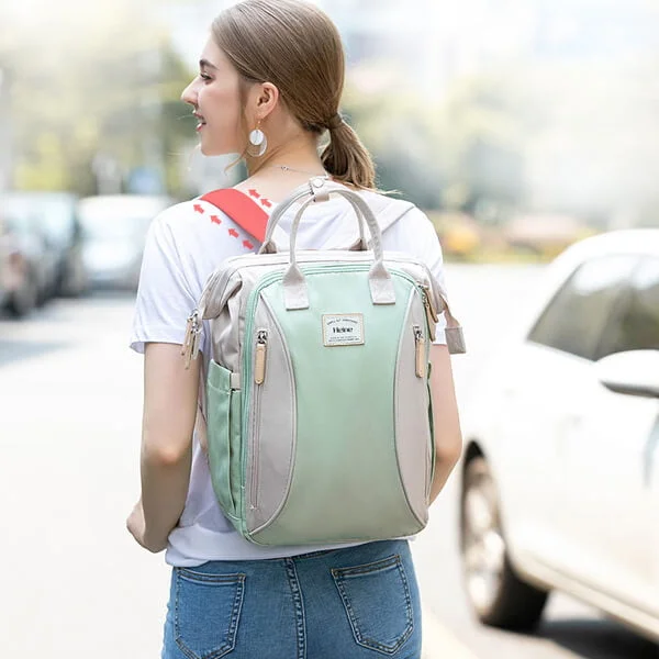 Large Backpack Green on Lady